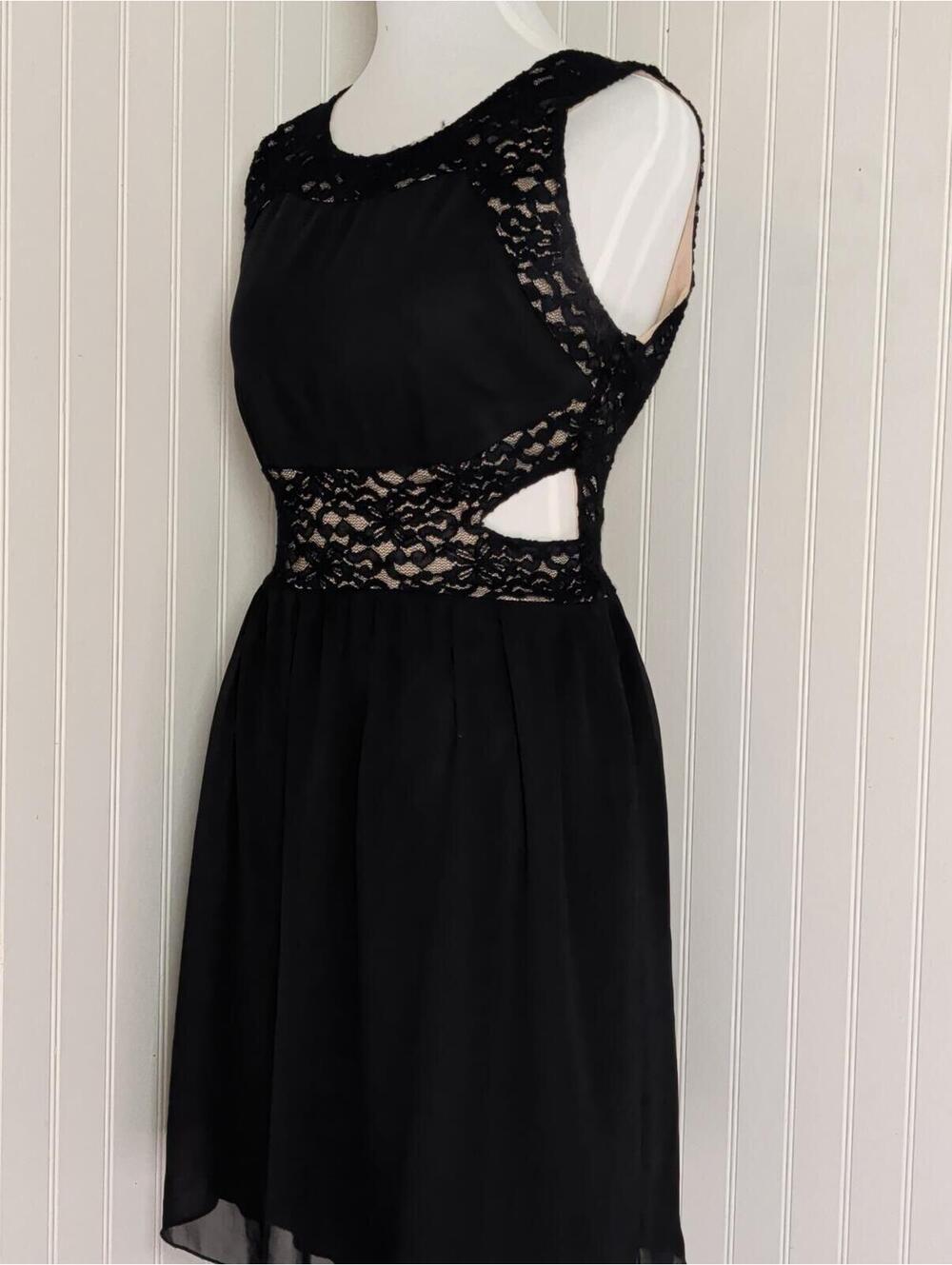 Sweet Storm Black Lace Side Cutout Dress Whimsy Indie Size L